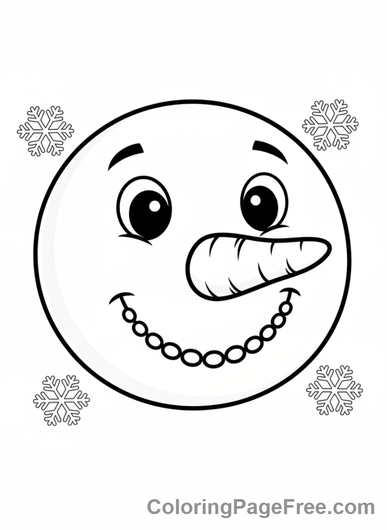 Snowman coloring page - Snowman face close-up