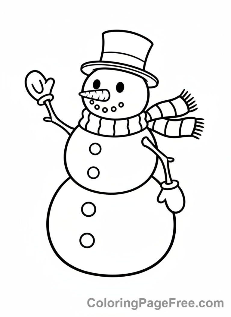 Snowman coloring page - Waving snowman friend