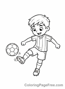 Soccer coloring page - Boy kicking soccer
