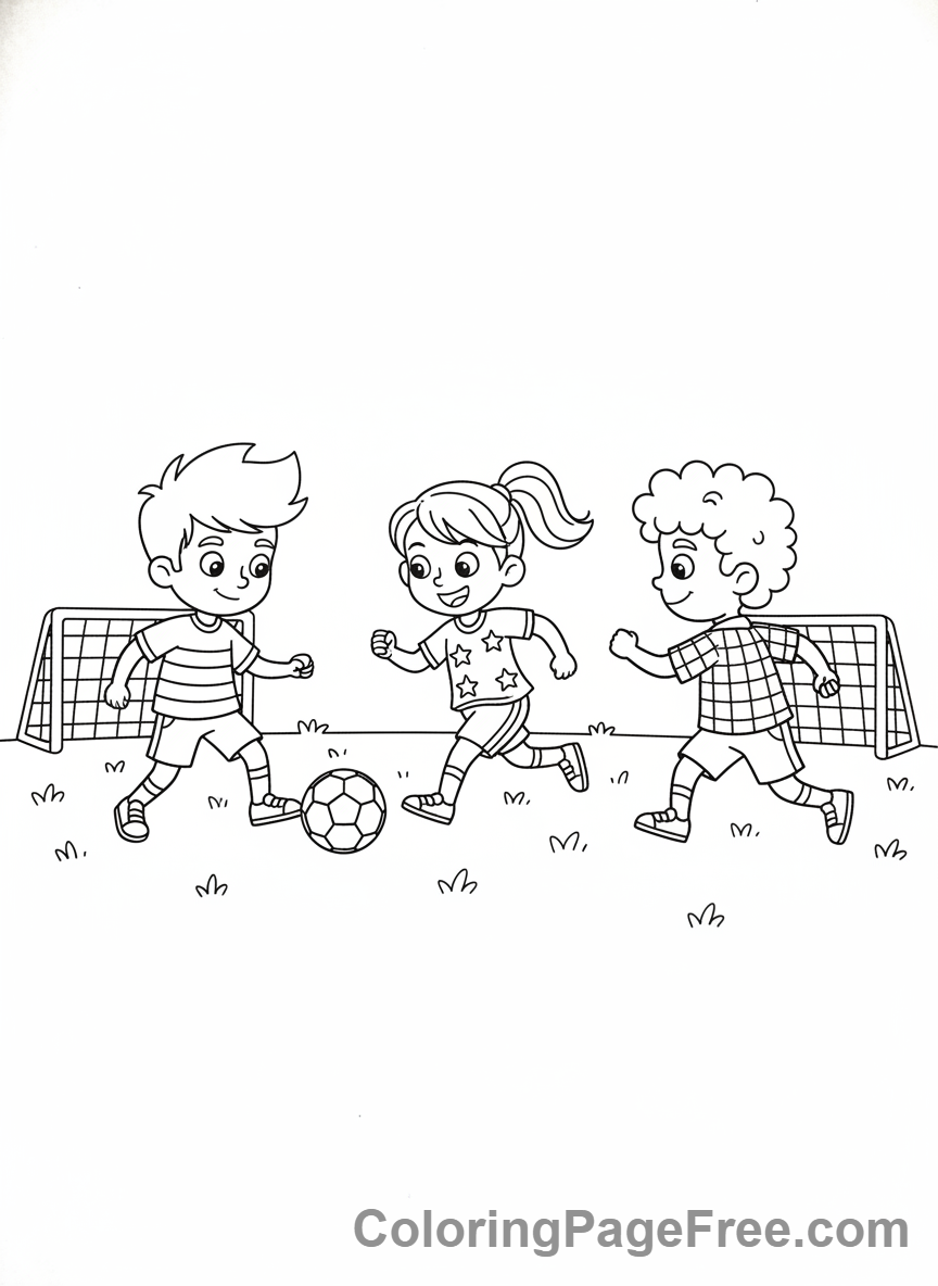 Soccer coloring page - Friends playing game