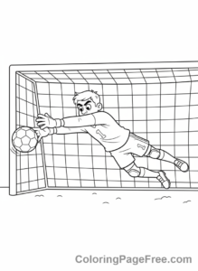 Soccer coloring page - Goalkeeper diving save