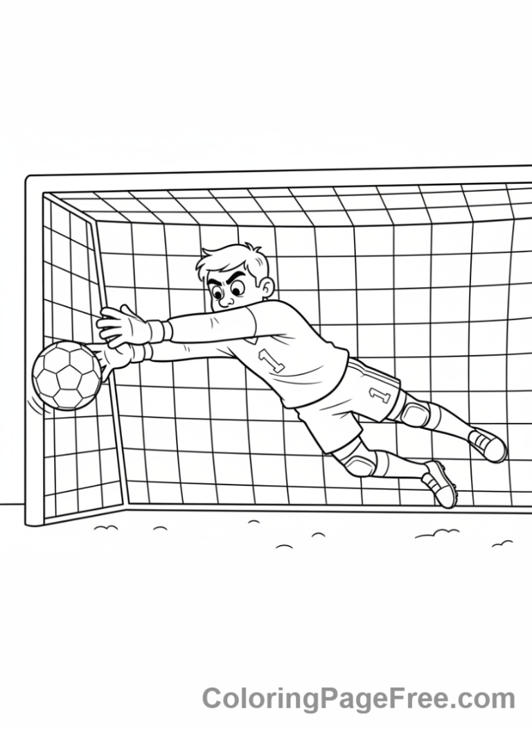 Soccer coloring page - Goalkeeper diving save