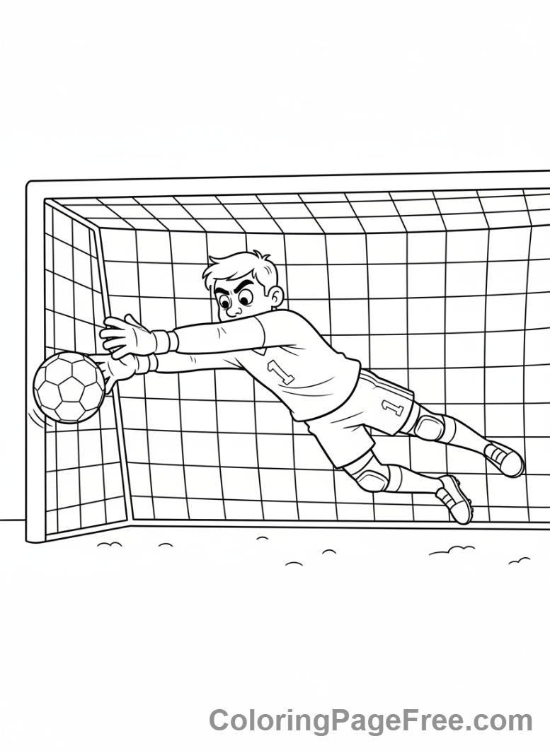 Soccer coloring page - Goalkeeper diving save