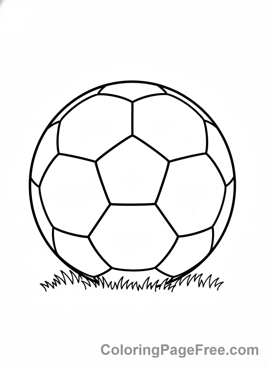 Soccer coloring page - Soccer ball grass