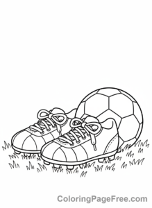 Soccer coloring page - Soccer shoes ball
