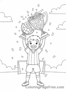 Soccer coloring page - Soccer trophy celebration