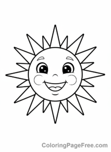Solar System coloring page - Friendly Sun Smiling