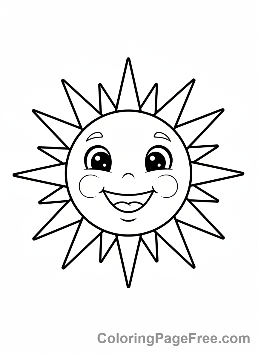 Solar System coloring page - Friendly Sun Smiling