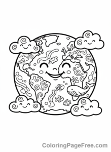 Solar System coloring page - Happy Earth Planet