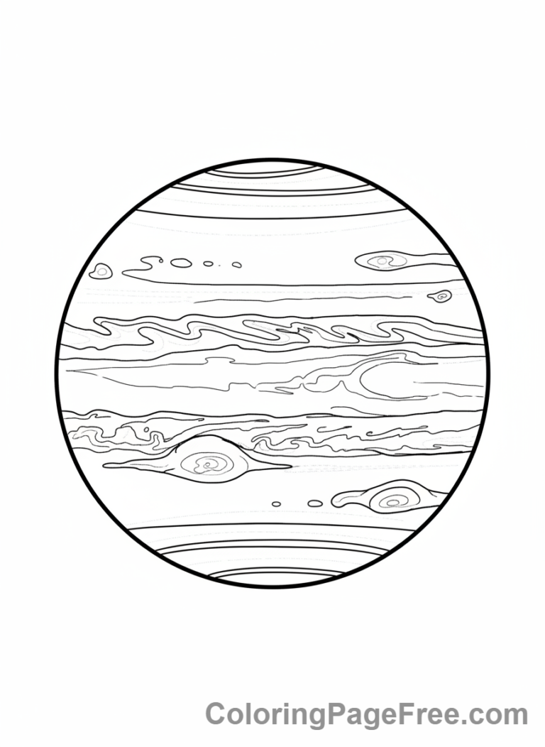 Solar System coloring page - Jupiter Red Spot