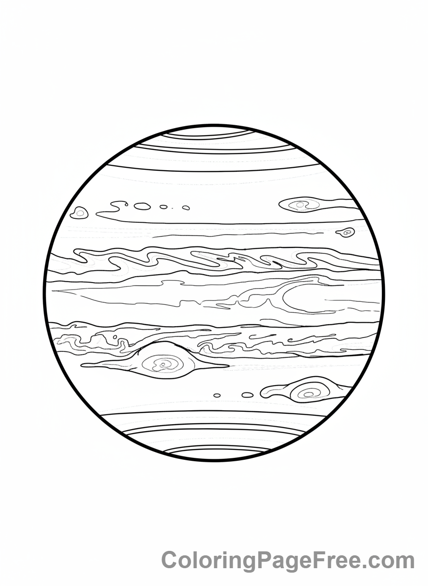 Solar System coloring page - Jupiter Red Spot
