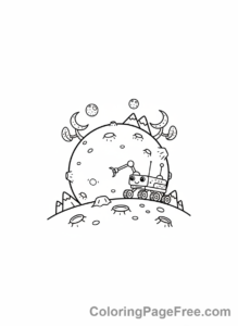 Solar System coloring page - Mars Rover Exploring