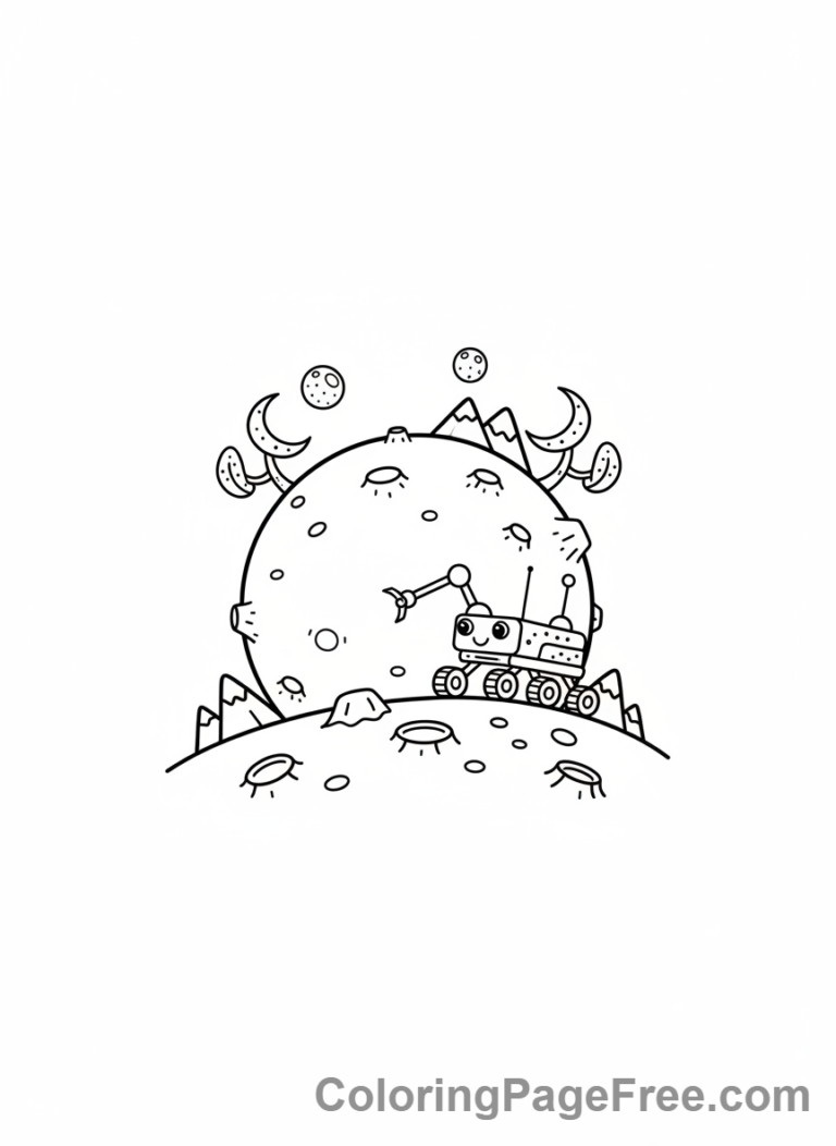 Solar System coloring page - Mars Rover Exploring