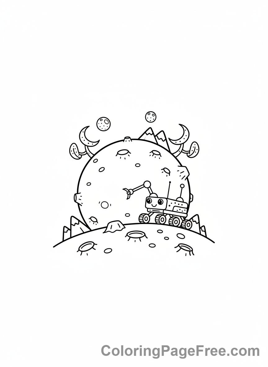 Solar System coloring page - Mars Rover Exploring