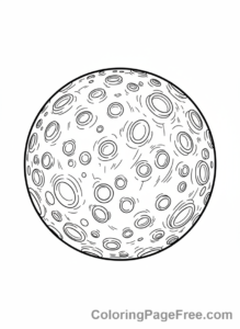 Solar System coloring page - Mercury Cratered Surface