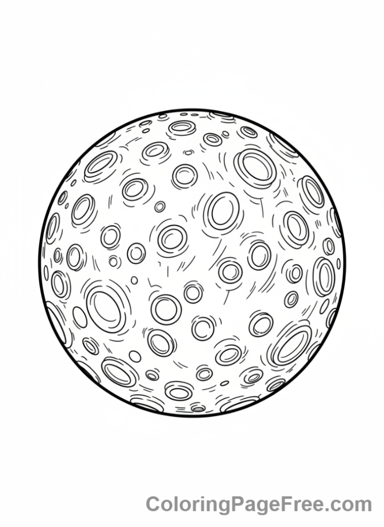 Solar System coloring page - Mercury Cratered Surface