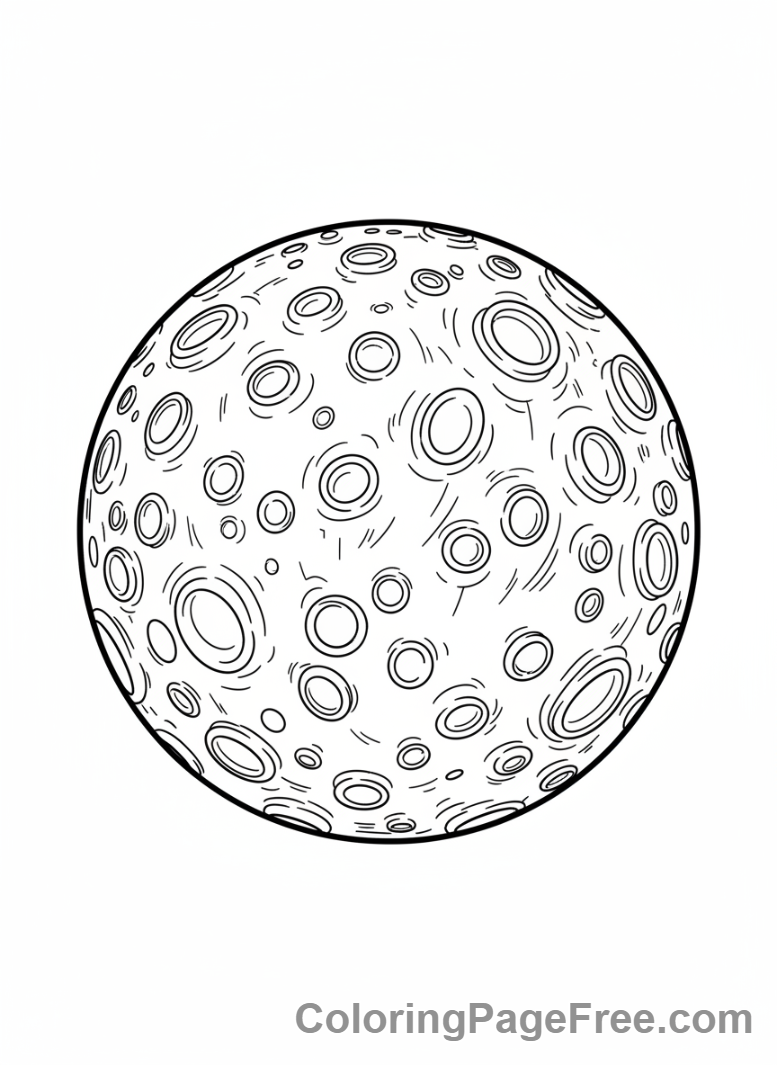 Solar System coloring page - Mercury Cratered Surface