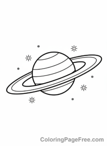 Solar System coloring page - Saturn Rings Stars