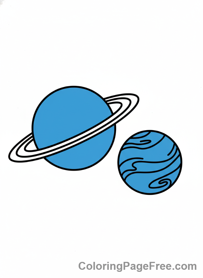 Solar System coloring page - Uranus Neptune Together