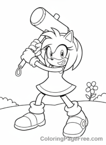 Sonic coloring page - Amy Rose hammer