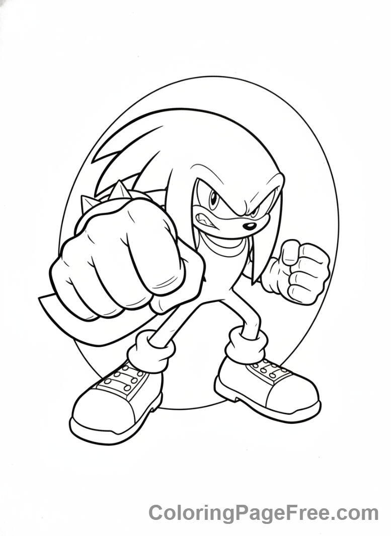 Sonic coloring page - Knuckles punching pose