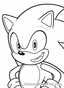 Sonic coloring page - Sonic close-up smile
