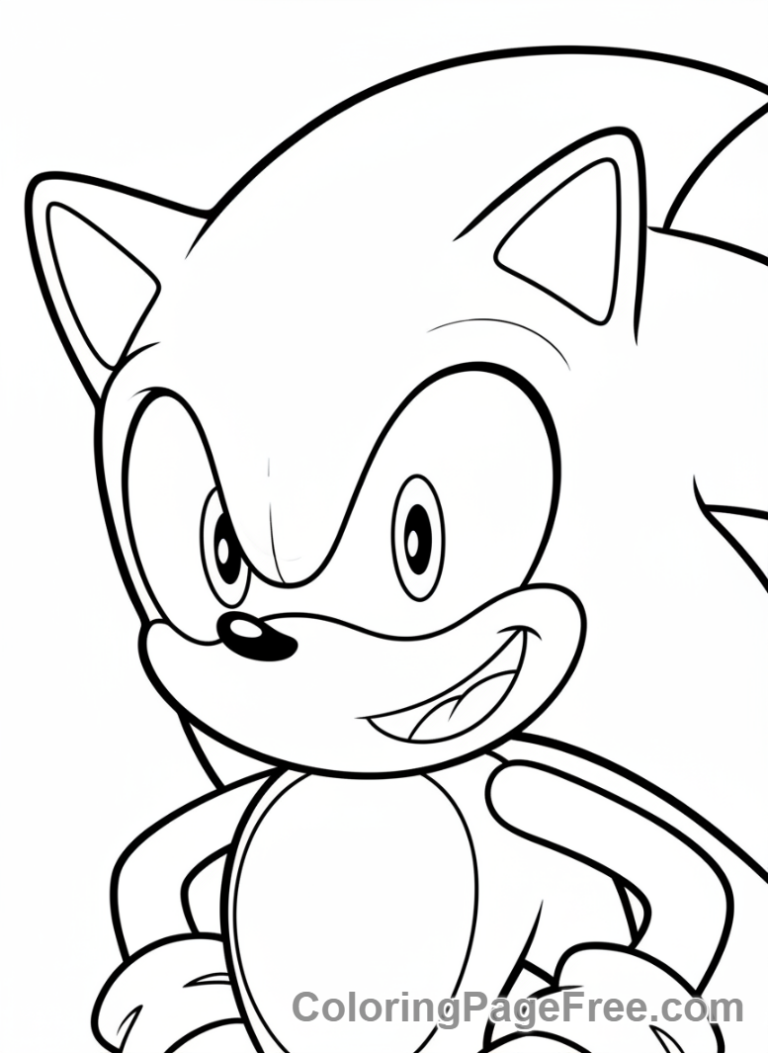Sonic coloring page - Sonic close-up smile