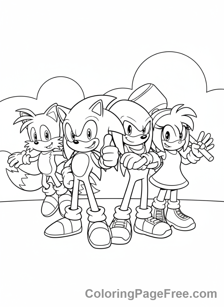 Sonic coloring page - Sonic friends group