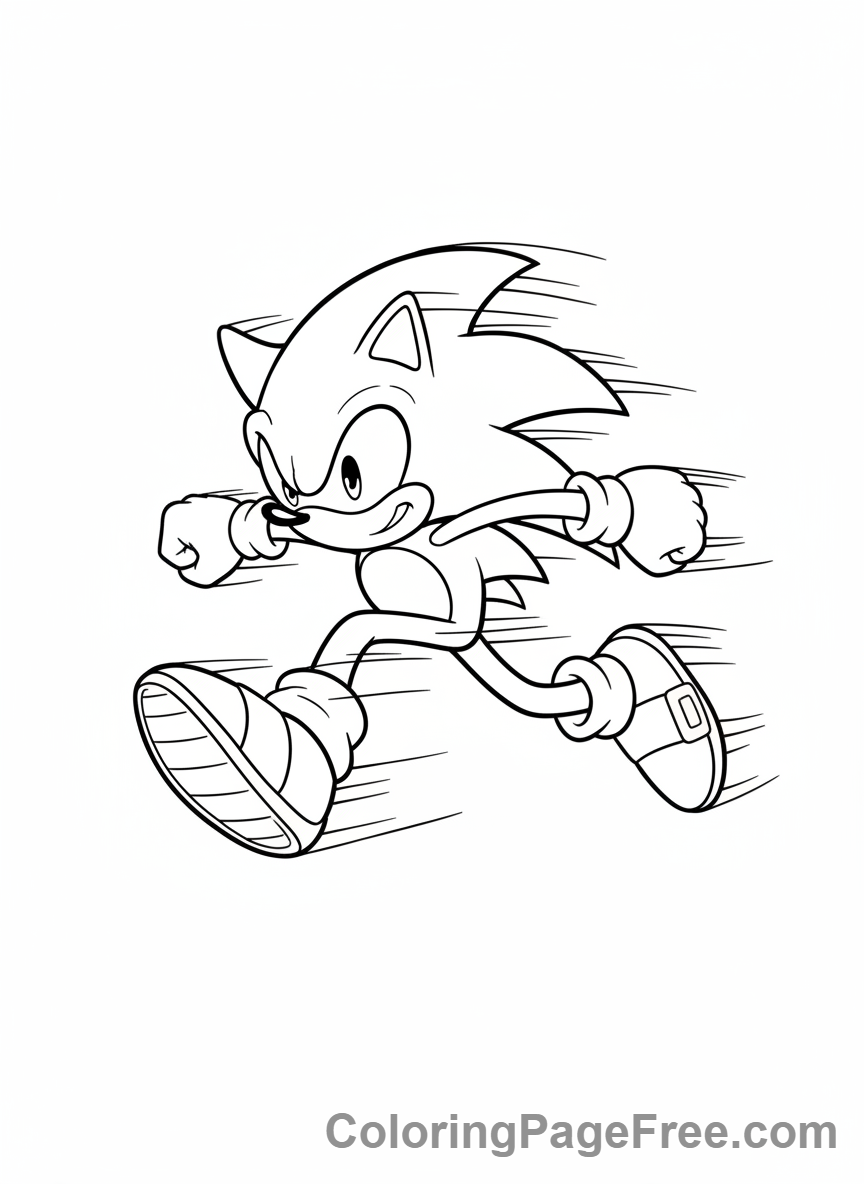 Sonic coloring page - Sonic running fast