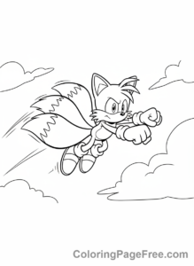 Sonic coloring page - Tails flying high