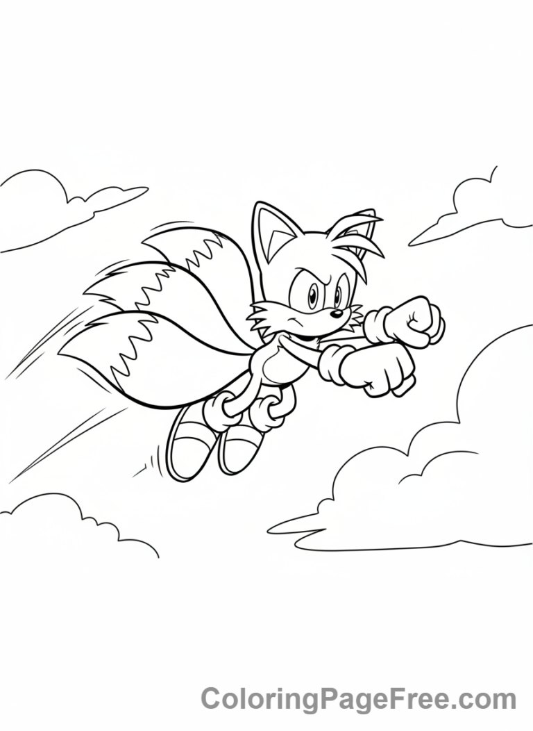 Sonic coloring page - Tails flying high