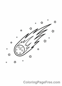 Space coloring page - Comet streaking night