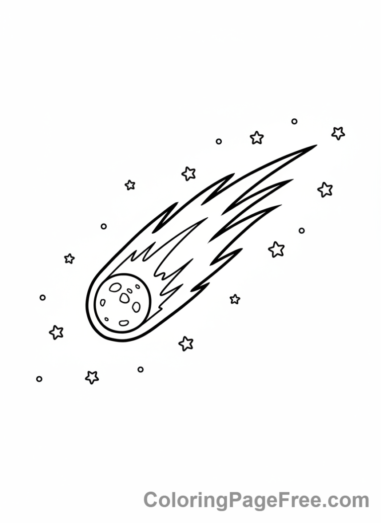 Space coloring page - Comet streaking night