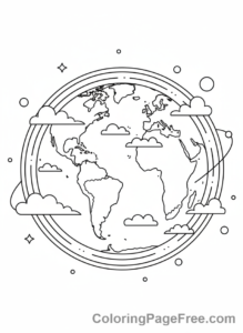 Space coloring page - Planet Earth from space