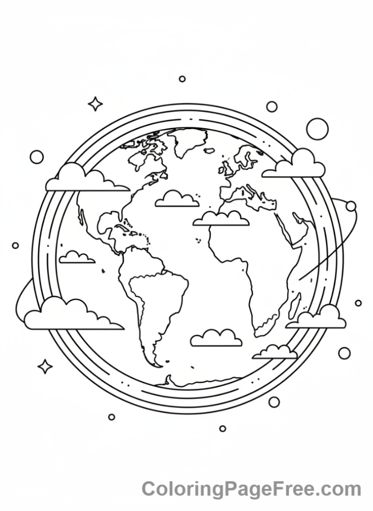 Space coloring page - Planet Earth from space