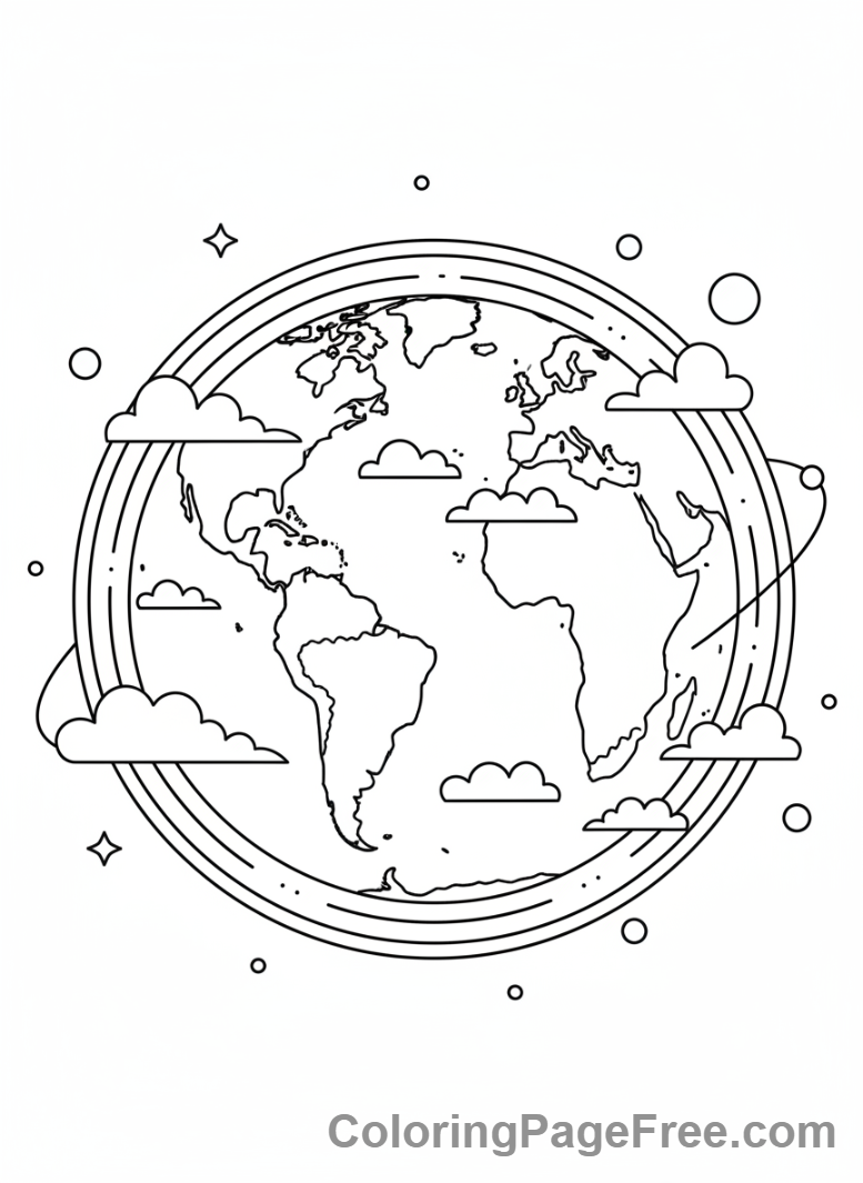 Space coloring page - Planet Earth from space