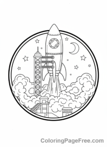 Space coloring page - Rocket launch takeoff