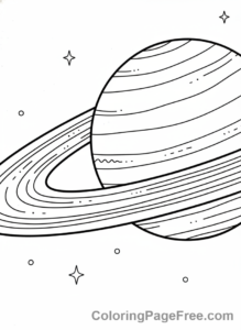 Space coloring page - Saturn rings close