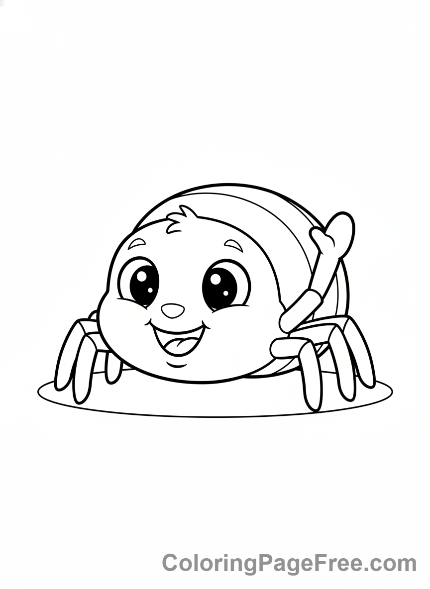 Spider coloring page - Cute friendly spider