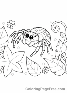 Spider coloring page - Jumping spider action