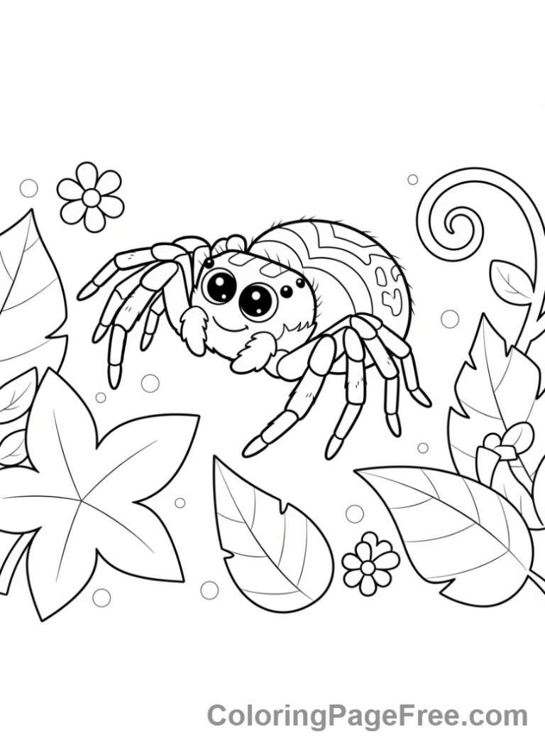 Spider coloring page - Jumping spider action