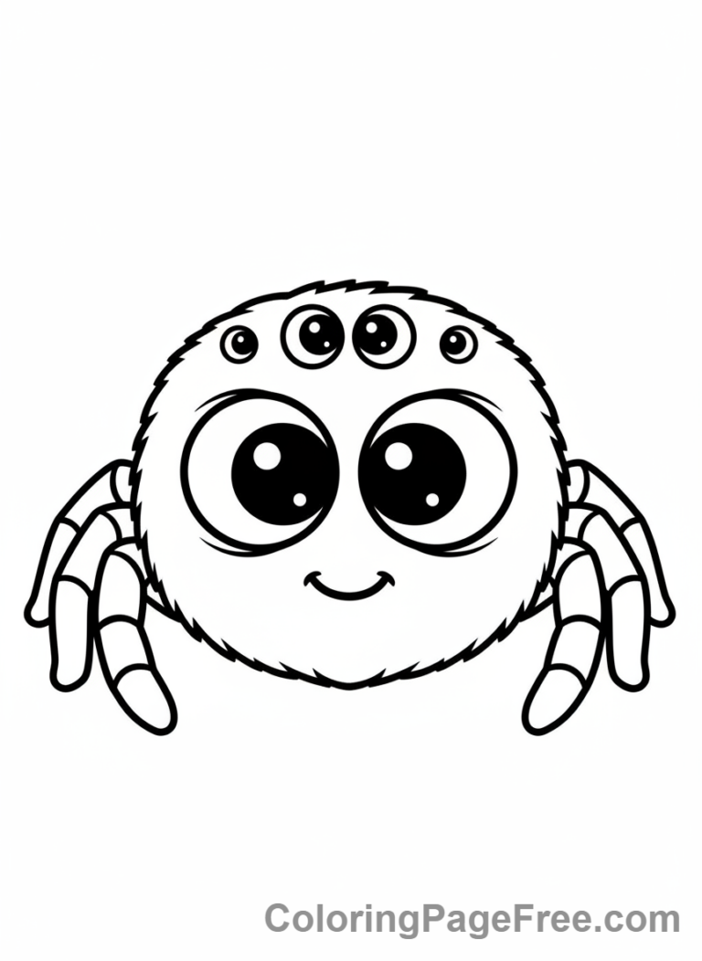 Spider coloring page - Spider face close-up