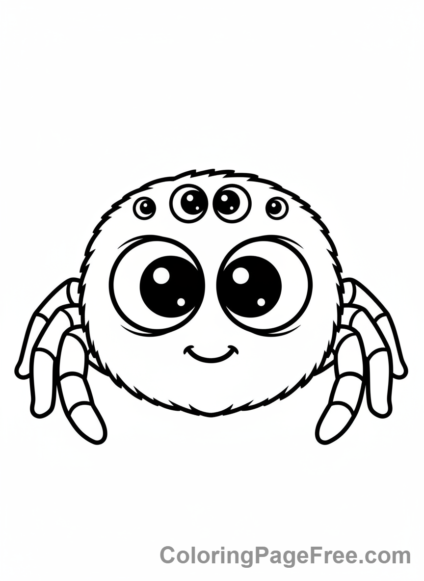 Spider coloring page - Spider face close-up