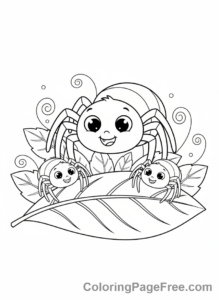 Spider coloring page - Spider family group