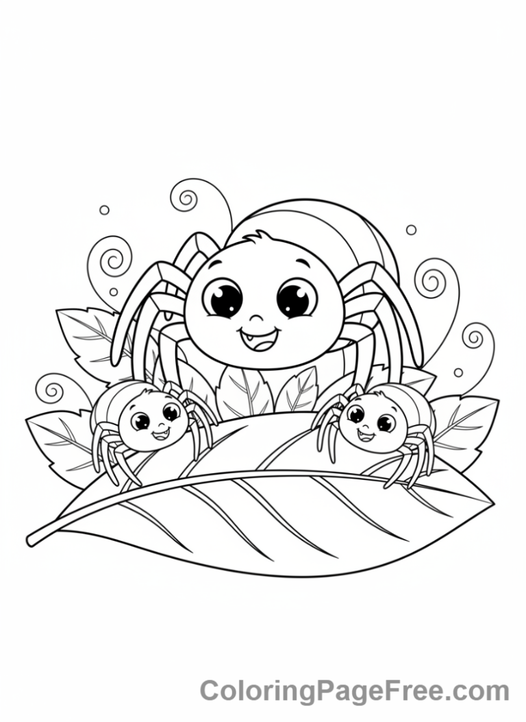 Spider coloring page - Spider family group
