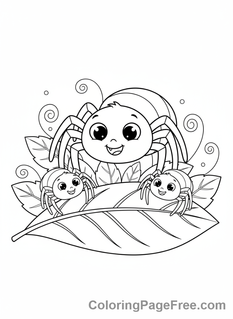 Spider coloring page - Spider family group