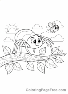 Spider coloring page - Spider hunting prey