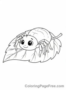 Spider coloring page - Spider on leaf