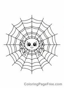 Spider coloring page - Spider on web