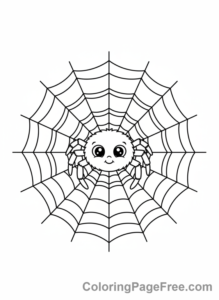 Spider coloring page - Spider on web